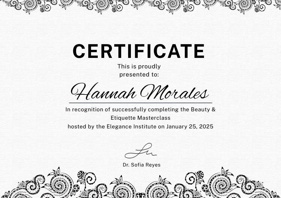 Black White Elegant Certificate Template thumbnail