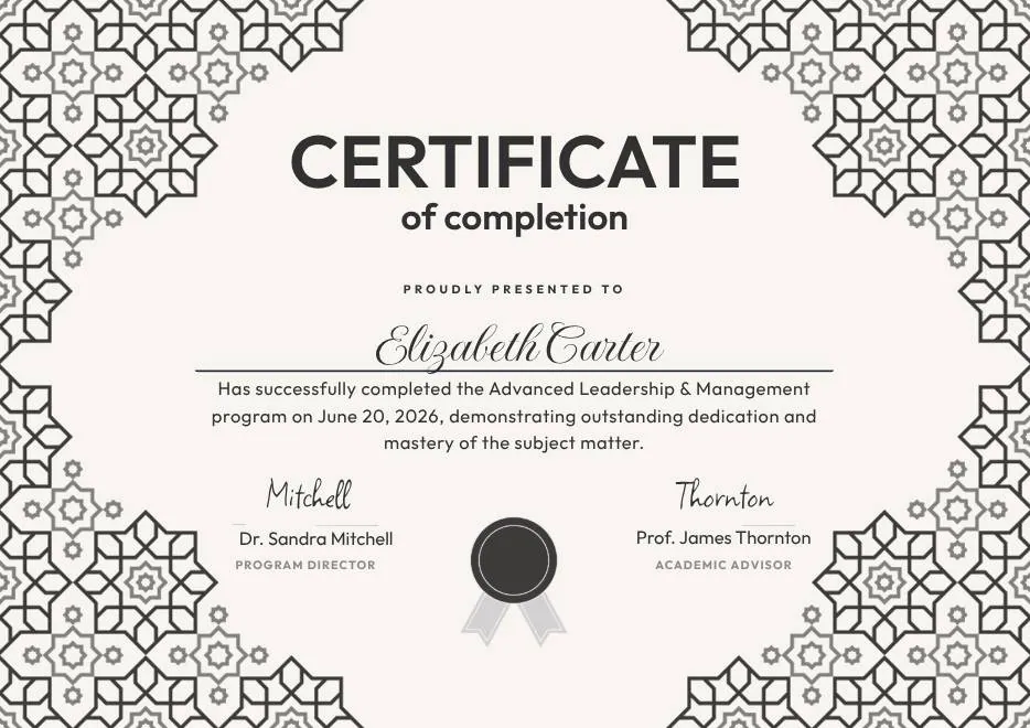 Black and White Geometric Completion Certificate thumbnail