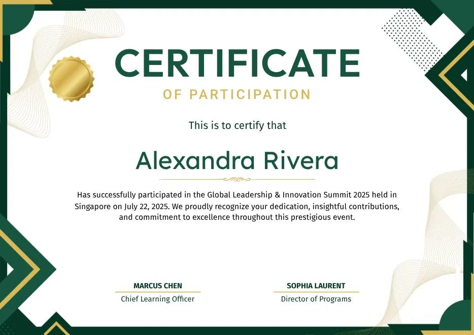 Green and Gold Geometric Modern Certificate of Participation thumbnail
