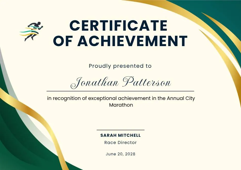 Green and Gold Modern Elegant Sport Achievement Certificate thumbnail