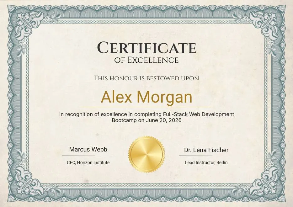 Ivory Victorian Vintage Certificate of Excellence thumbnail