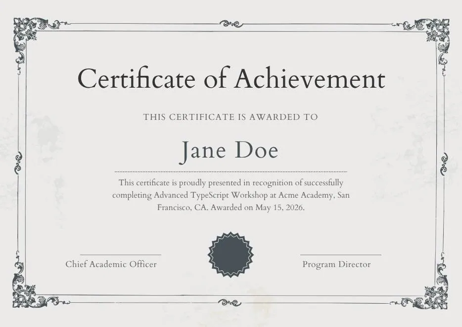 Modern Vintage Certificate of Achievement thumbnail