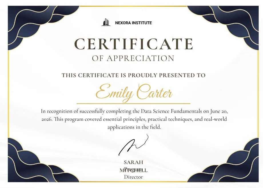 Navy and Gold Modern Appreciation Certificate thumbnail