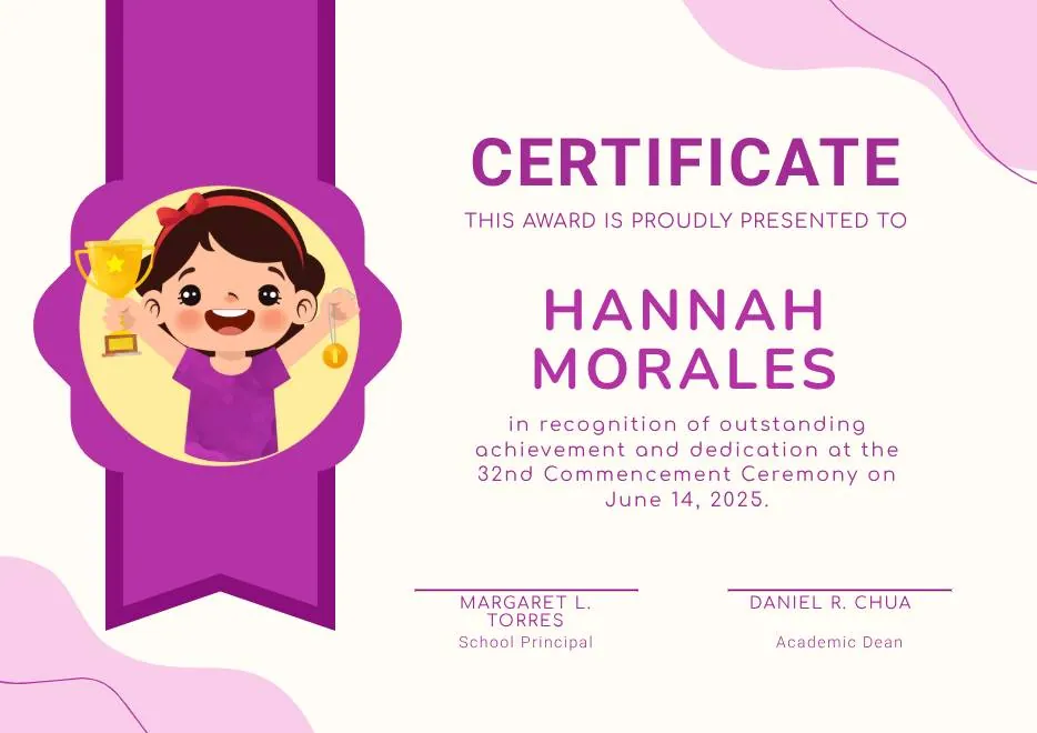 Purple Playfun Kids Award Certificate thumbnail